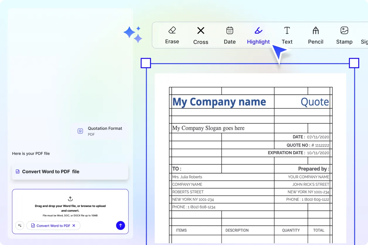 Free AI Convert DOCX to PDF Editor, Free DOCX to PDF Converter Online